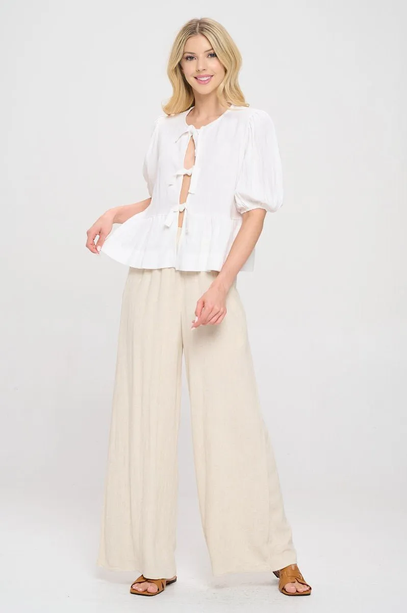 Short Sleeve Bow Tie Top