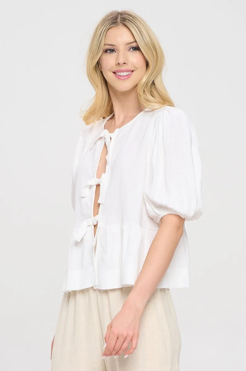Short Sleeve Bow Tie Top