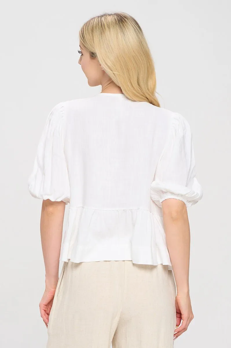 Short Sleeve Bow Tie Top