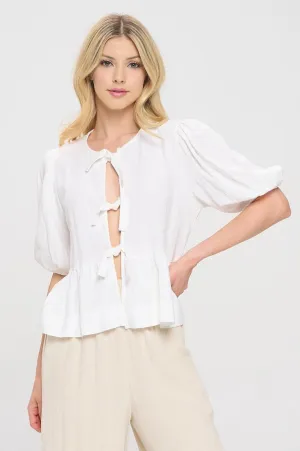 Short Sleeve Bow Tie Top
