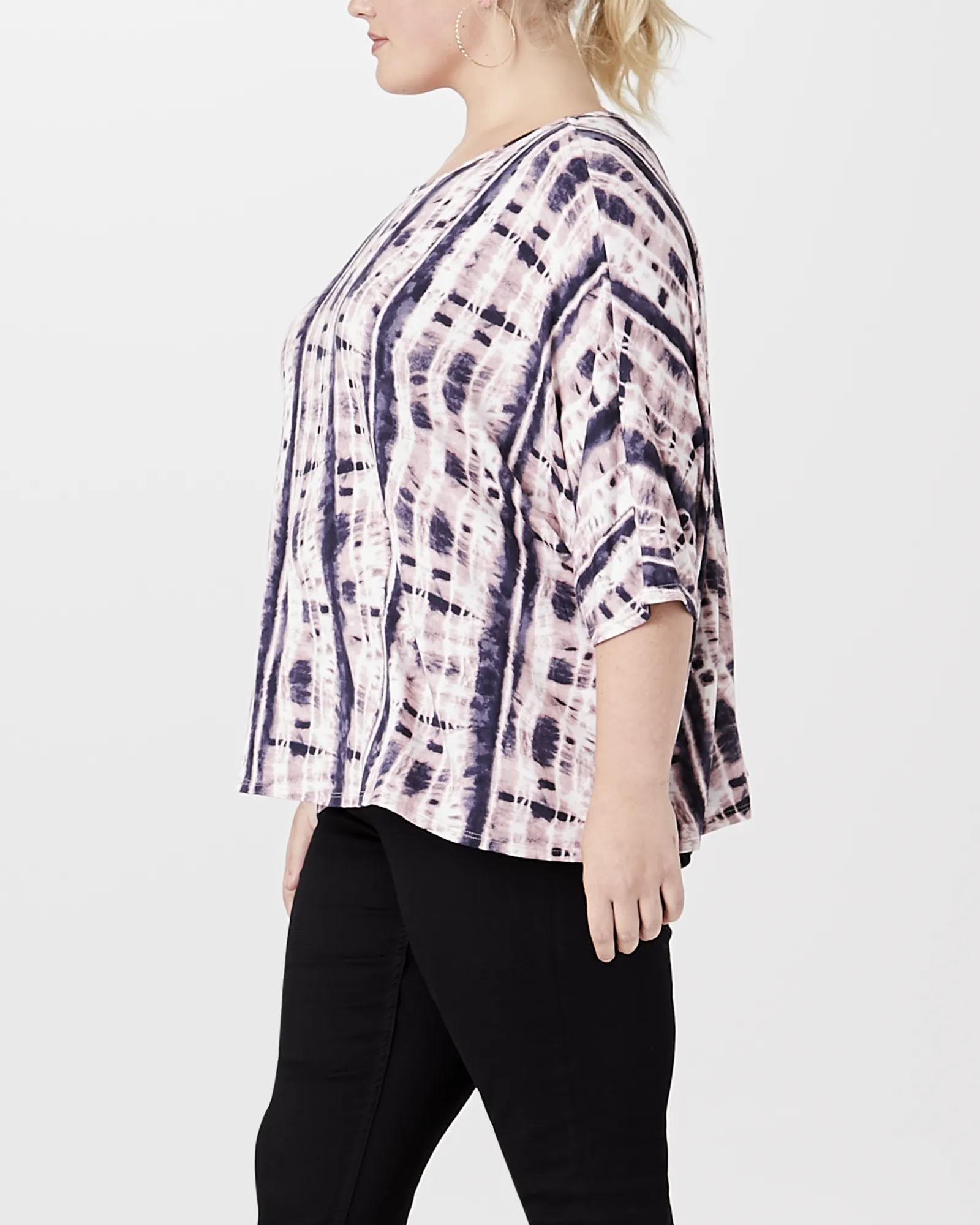 Siena Half-Sleeve Top | Mauve / Black
