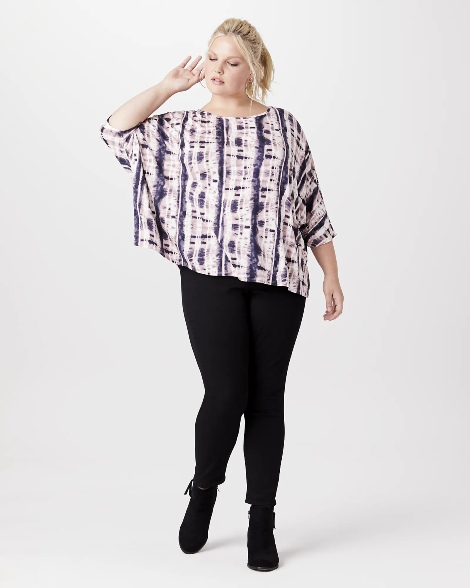 Siena Half-Sleeve Top | Mauve / Black
