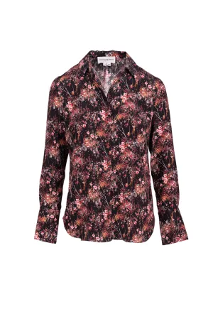 Silk Button Down - Rose Bursting Blooms