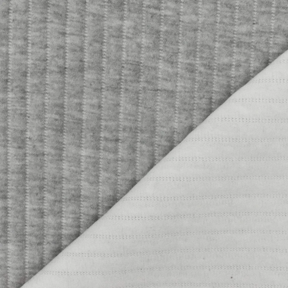 Snow Gray-Gray-White 3D Stripe Stretch Double Knit Fabric