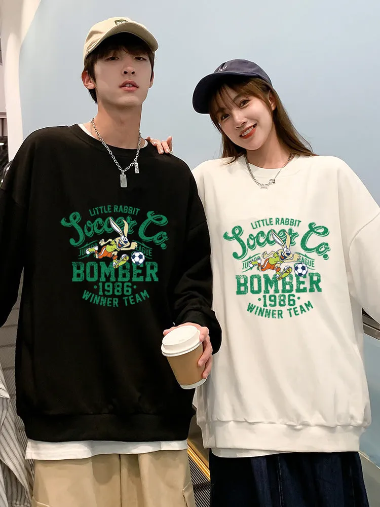 Solid Colored Round-Neck Sweatshirt Men Women Inspired ins Cotton All-Matching Sporty Korean Couple Outerwear