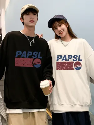 Solid Colored Round-Neck Sweatshirt Men Women Inspired ins Cotton All-Matching Sporty Korean Couple Outerwear