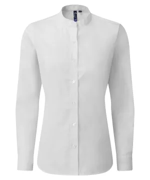 White - Women's banded collar 'grandad' shirt