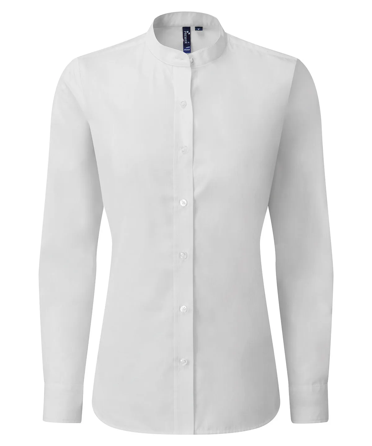 White - Women's banded collar 'grandad' shirt