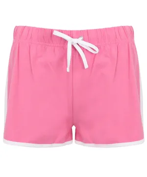 Womens retro shorts | Bright Pink/White